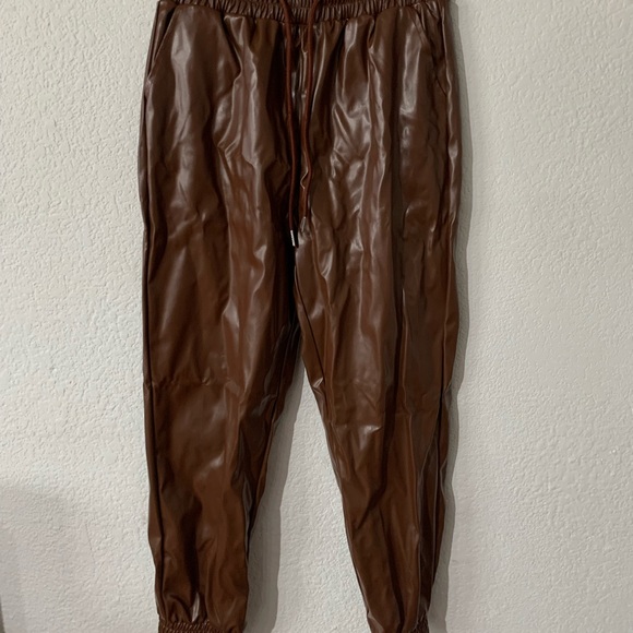 Faux Leather Joggers - Picture 1 of 3